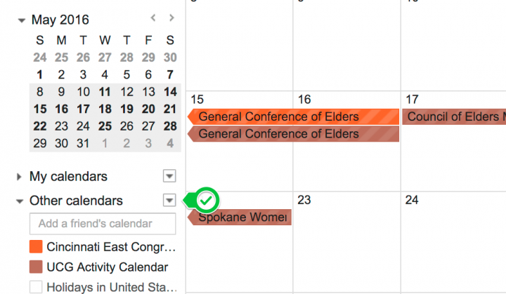 Find the \"Other Calendars\" tab