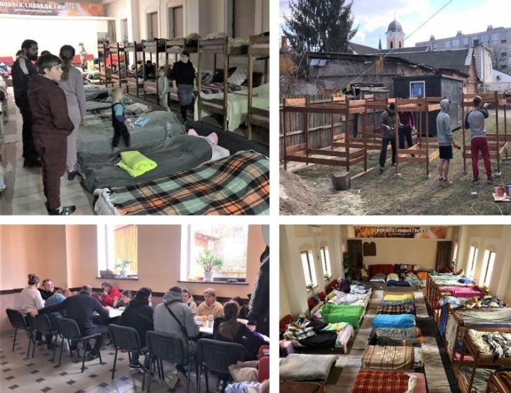 Life this past week in Khust, Ukraine, where the local church is sheltering refugees in the worship hall. They have been building bunk beds and providing food for people who need to be relocated or sent outside of the country. We are helping to finance so